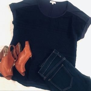 Skies Are Blue - Navy Embroidered Top - Size Large